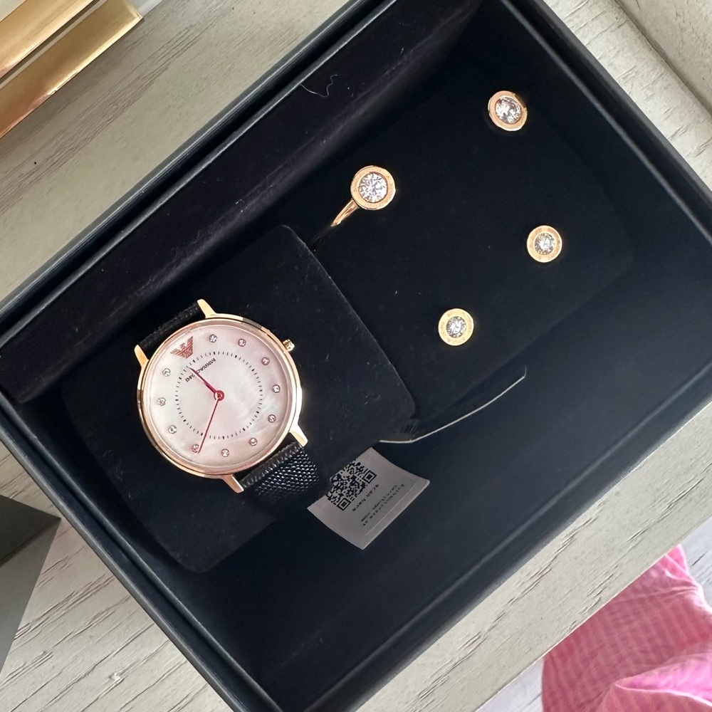 Emporio Armani Rose Gold and Black Watch